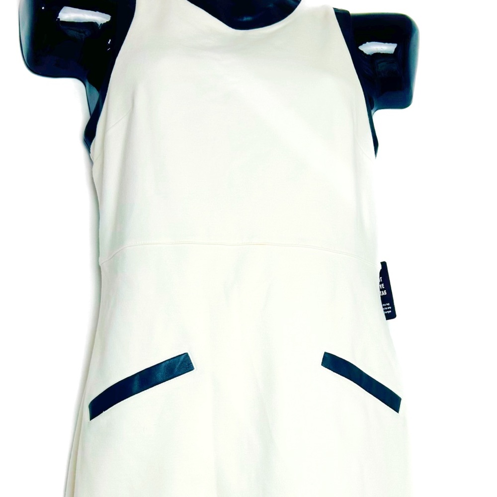 White Dress with Black Leather Trim *NWT - Picture 3 of 16